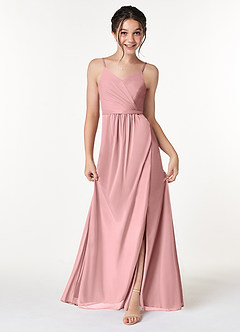 Azazie Luxy Junior Robe en Maille Plissée Rose Poussiéreuse image1