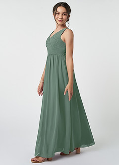Azazie Kora Vestido de Eucalipto de Gasa/ Chiffon de Acampanado con Plisado image3