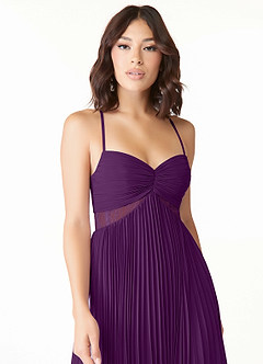 Azazie Devyn Bridesmaid Dresses Grape A-Line Corset Chiffon Dress image5