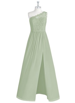 Azazie Demi Bridesmaid Dresses Dusty Sage A-Line One Shoulder Chiffon Dress image7