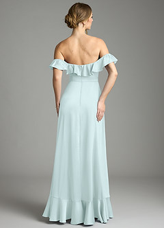 Azazie Lyra Bridesmaid Dresses Sea Glass A-Line Off the Shoulder Stretch Satin Convertible Dress image10