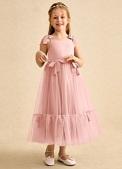 Azazie Jaci vestidos de niña de las flores Vestido de Rosetón de Gasa de Corte En A con Tirante Espagueti image3