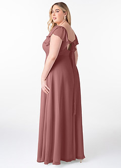 Azazie Syenna Bridesmaid Dresses Desert Rose A-Line Ruched Chiffon Dress image9
