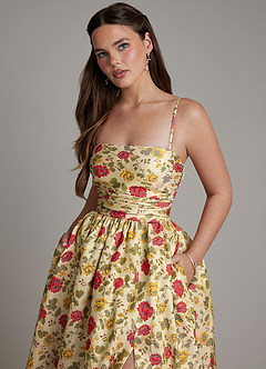 Azazie Zeta Probar vestidos en casa Vestido de Girasol de Brocado de Corte en A con Corsé image3