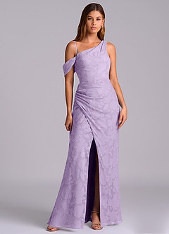 Azazie Madelyn Final Sale Lilac Mermaid One Shoulder Floral Burnout Convertible Dress image6