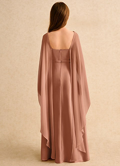 Azazie Fishie Junior Formal Jurken voor bloemenmeisjes A-Lijn Jurk van Mat Satijn Bronzeertint image2