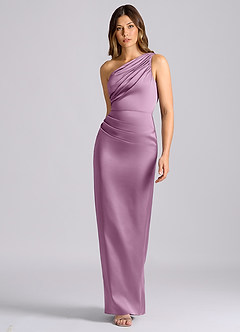 Azazie Akilah Brudtärnklänningar Klä av Sjöjungfru i Stretch Satin Ena axeln Blåregn image4