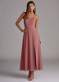 Azazie Wren Bridesmaid Dresses Desert Rose A-Line Strapless Chiffon Dress image5