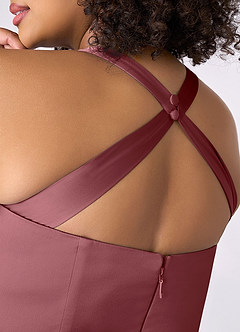 Barbie ♥ Azazie Brautjungfernkleider Meerjungfrau-Linie Plissee Stretch-Satin Kleid Wüstenrose image8