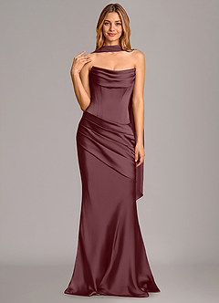 Azazie Pelagia Brudtärnklänningar Klä av Sjöjungfru i Stretch Satin Korsett Sangria Konvertibel image3