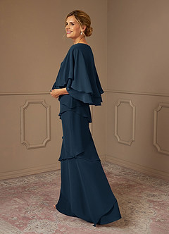 Azazie OHara Mother of the Bride Dresses Dark Navy A-Line V-Neck Chiffon Dress image2