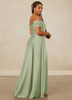 Christian Siriano Bridal for Azazie 1002 Bridesmaid Dresses Dusty Sage A-Line Off the Shoulder Stretch Satin Convertible Dress image15