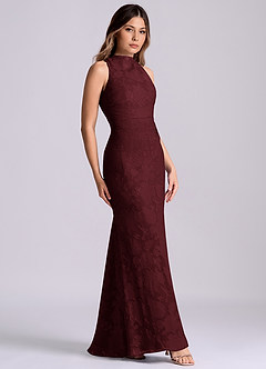 Azazie Evadne Suknie dla druhen Osłona Pofałdowany Kwiatowe wypalenie Do ziemi Sukienka image3