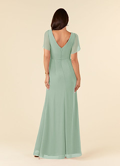 Azazie Marianne Abiti per la Madre della Sposa Abito Tubino in Chiffon con Scollo a V a Pieghe Agave image2