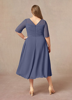Azazie Naomi Abiti per la Madre della Sposa Abito A-Line in Chiffon Plissettato con Scollo a Barca Stormy image11
