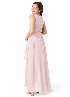 Azazie Roslin A-Line Lace Chiffon Asymmetrical Junior Bridesmaid Dress image3
