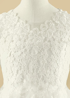 Azazie lindsay Flower Girl Dresses Diamond White Ball-Gown Lace Tulle Dress image9