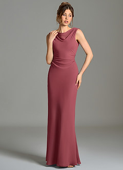 Azazie Kieryn Bridesmaid Dresses Merlot Mermaid Pleated Chiffon Dress image4