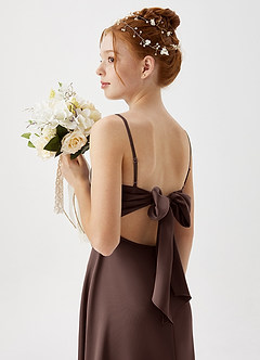 Azazie Shale Junior Ganache A-Line Stretch Satin Dress image1