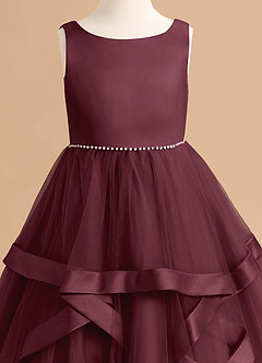 Azazie Posy Flower Girl Dresses Cabernet A-Line Beaded Tulle Dress image5