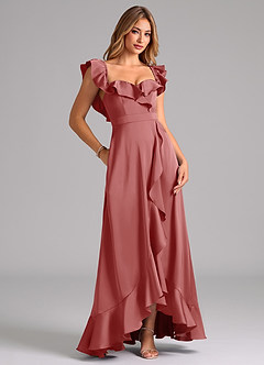 Azazie Lyra Bridesmaid Dresses Antique Rose A-Line Off the Shoulder Stretch Satin Convertible Dress image2
