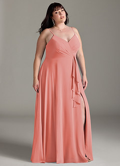 Azazie Akita Bridesmaid Dresses Coral A-Line Chiffon Dress image7