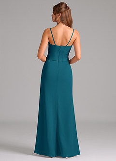 Azazie Jenine Brautjungfernkleider Meerjungfrau-Linie Schulterfrei Chiffon Kleid Tintenblau image7