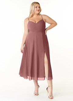 Azazie Clarissa Bridesmaid Dresses Desert Rose A-Line V-Neck Chiffon Dress image7