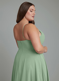 Azazie Amani Bridesmaid Dresses Matcha A-Line Pleated Chiffon Dress image13