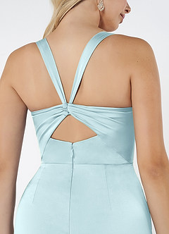 Azazie Mero Bridesmaid Dresses Cloud Blue Mermaid Pleated Stretch Satin Dress image5