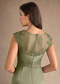 Azazie Santa Barbara Abiti per la Madre della Sposa Abito Tubino in Raso Elasticizzato Plissettato Pistacchio image8