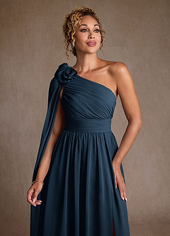 Azazie Lancaster Abiti per la Madre della Sposa Abito A-Line in Chiffon Monospalla Marino Scuro image6
