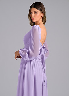 Azazie Zeya Bridesmaid Dresses Lilac A-Line Long Sleeve Chiffon Dress image6