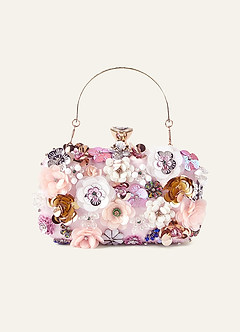 front Sequin Flower Embellished Clutch
