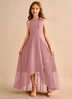 Azazie Boop Girls Formal Flower Girl Dresses Dusty Rose A-Line Bow Chiffon Dress image5