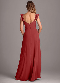 Azazie Kaylyn Robes de demoiselle d'honneur Robe Trapèze en Mousseline de soie Rayé Rouille image5