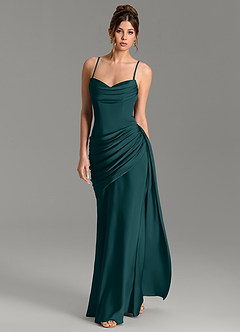 Azazie Zorah Bridesmaid Dresses Pine Mermaid Corset Stretch Satin Convertible Dress image5