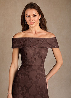 Azazie Medford Final Sale Ganache A-Line Off the Shoulder Floral Burnout Dress image6