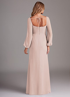 Azazie Charissa Bridesmaid Dresses Rose Petal Sheath Long Sleeve Chiffon Dress image6