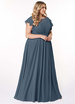 Azazie Daphne Modest Bridesmaid Dresses A-Line Ruffled Chiffon Floor-Length Dress image10