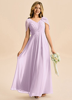 Azazie Emma Junior Linia A Pofałdowany Szyfon Długość podłogi Młodsza druhna Sukienka image1