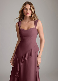 Azazie Sloane Bridesmaid Dresses Sangria A-Line Sweetheart Neckline Chiffon Dress image6