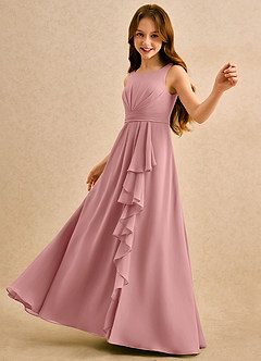 Azazie Chibi Girls Formal Flower Girl Dresses Dusty Rose A-Line Pleated Chiffon Dress image5