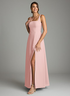 Azazie Debra Bridesmaid Dresses Powder Pink A-Line with Pockets Chiffon Convertible Dress image5