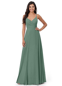 Azazie Lennon Bridesmaid Dresses Eucalyptus A-Line Lace Chiffon Dress image5