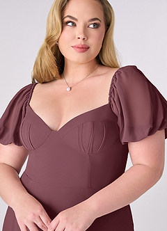 Barbie ♥ Azazie Bridesmaid Dresses Sangria A-Line Pleated Chiffon Dress image10