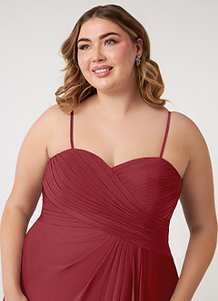 Azazie Arabella Allure Bridesmaid Dresses Pomegranate A-Line Sweetheart Neckline Chiffon Convertible Dress image15