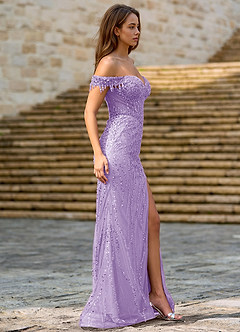Zinanam Lilac A-line 3D Flowers Prom Dress image3
