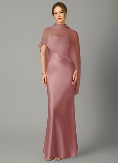 Azazie Jaleesa Bridesmaid Dresses Dusty Rose A-Line High Neck Stretch Satin Dress image1