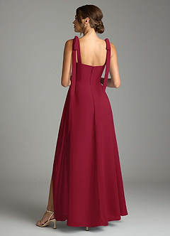 Azazie Debra Bridesmaid Dresses Burgundy A-Line with Pockets Chiffon Convertible Dress image10